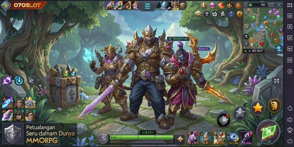 Gameplay 070SLOT yang menampilkan petualangan seru dan pertarungan epik.
