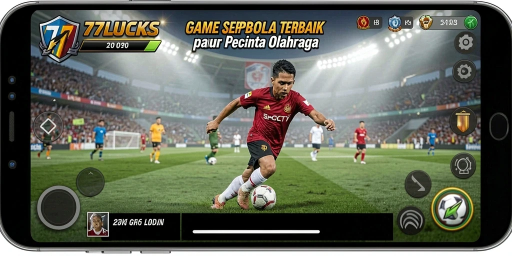 Tampilan gameplay 77LUCKS yang mendebarkan dan penuh aksi sepak bola.