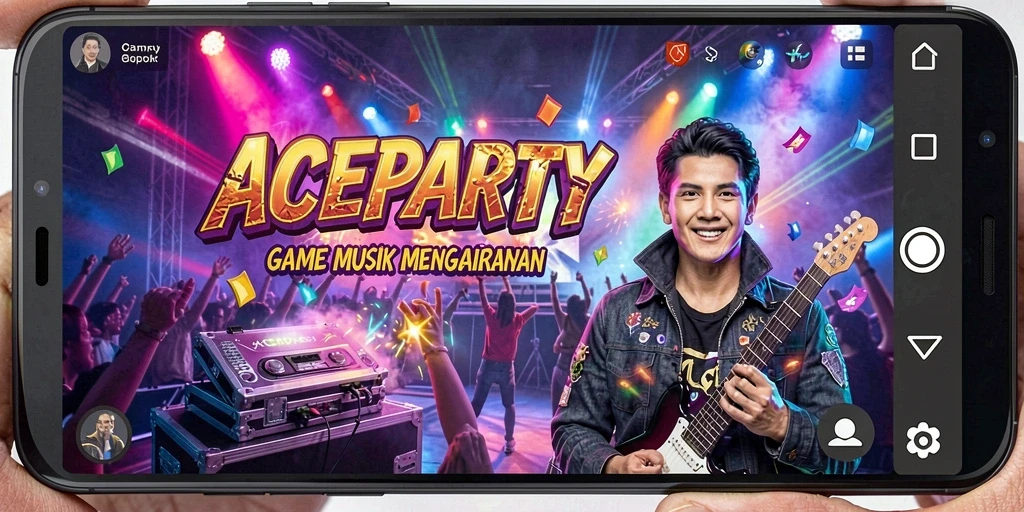 Tampilan gameplay ACEPARTY yang penuh warna dan interaktif.