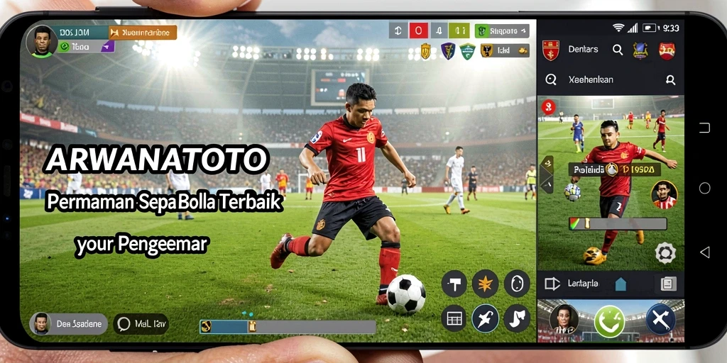 Tangkapan layar ARWANATOTO menampilkan aksi seru di lapangan sepak bola.