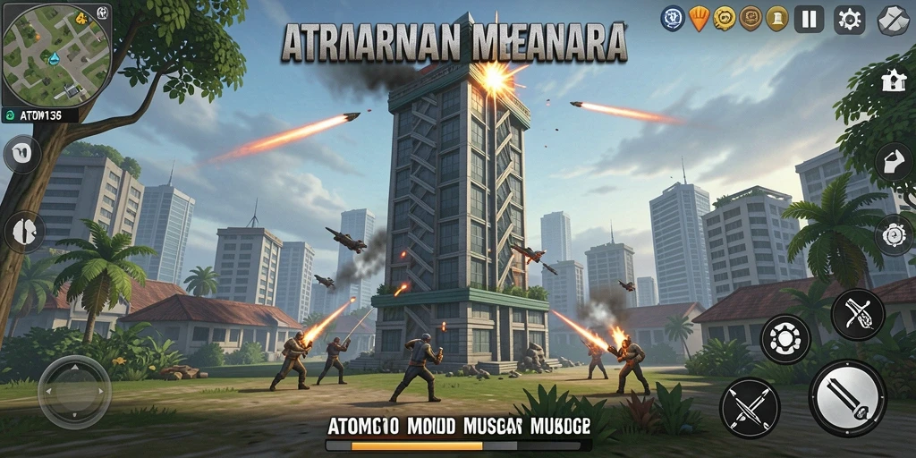 Tampilan gameplay ATOM138 yang seru dan menegangkan dalam Tower Defense.