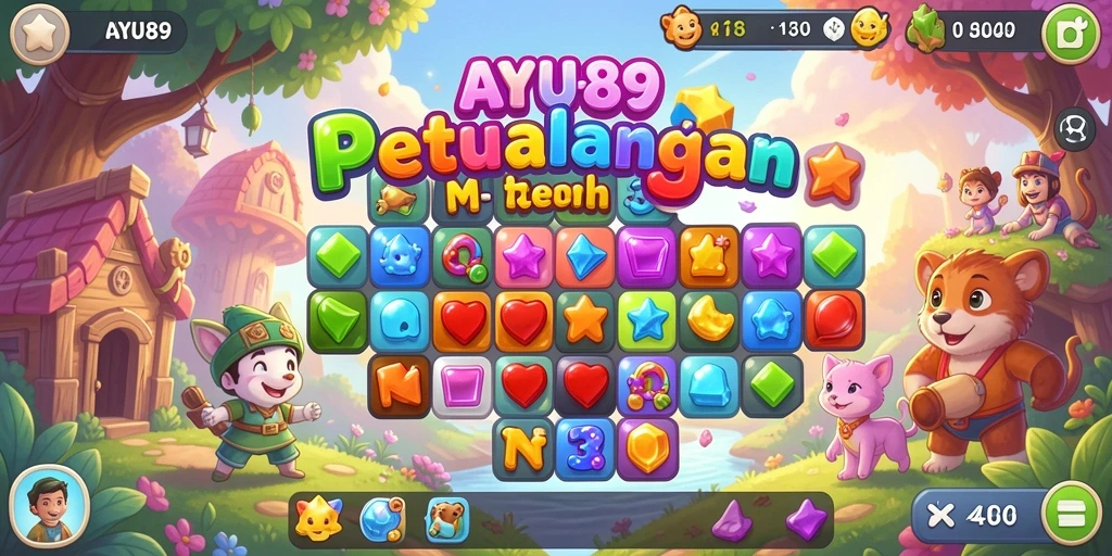Tampilan gameplay AYU89 yang penuh warna dan menyenangkan.