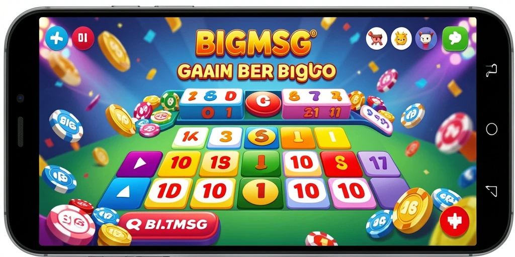 Screenshot utama BIGMSG menampilkan gameplay Bingo yang seru dan interaktif.