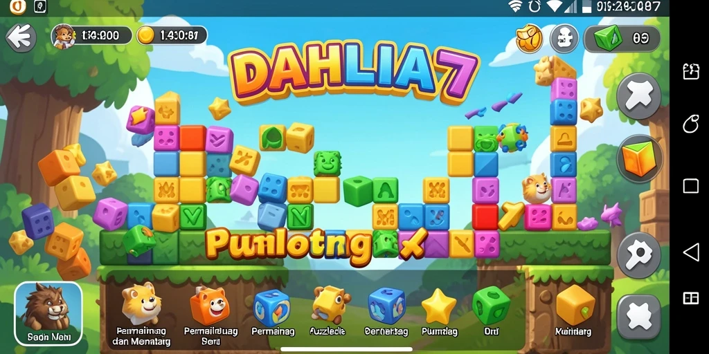 Tampilan gameplay seru DAHLIA77 dengan berbagai puzzle yang menantang.