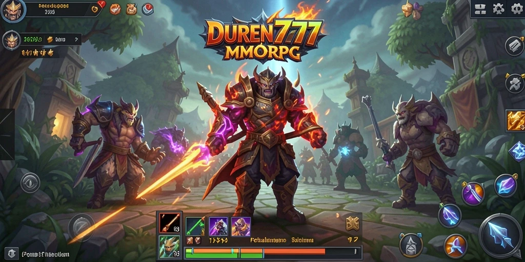 Screenshot gameplay DUREN777 menampilkan pertarungan seru di dunia MMORPG.