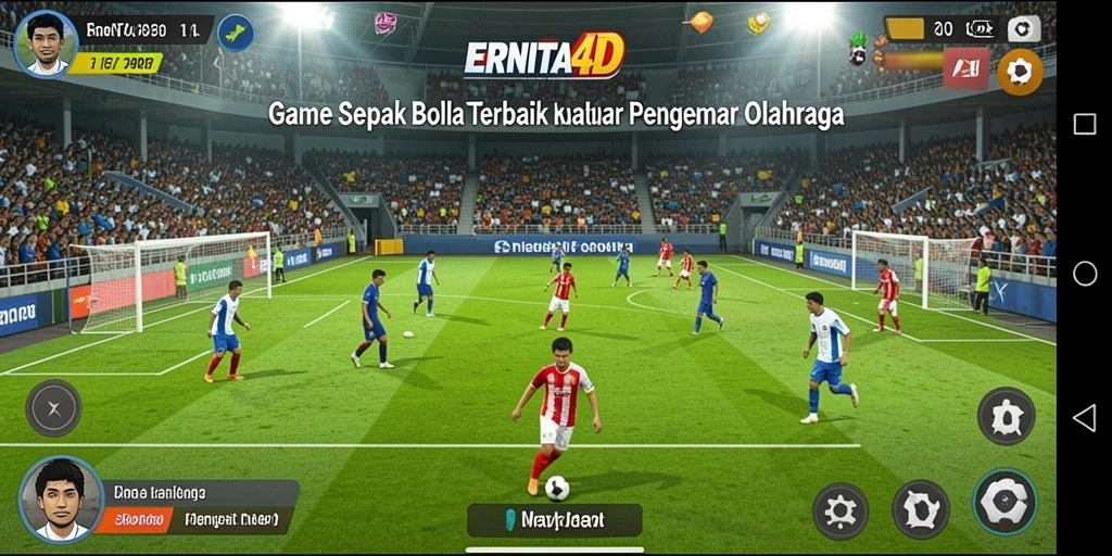 Screenshot gameplay <strong>ERNITA4D</strong> menampilkan aksi seru di lapangan sepak bola.