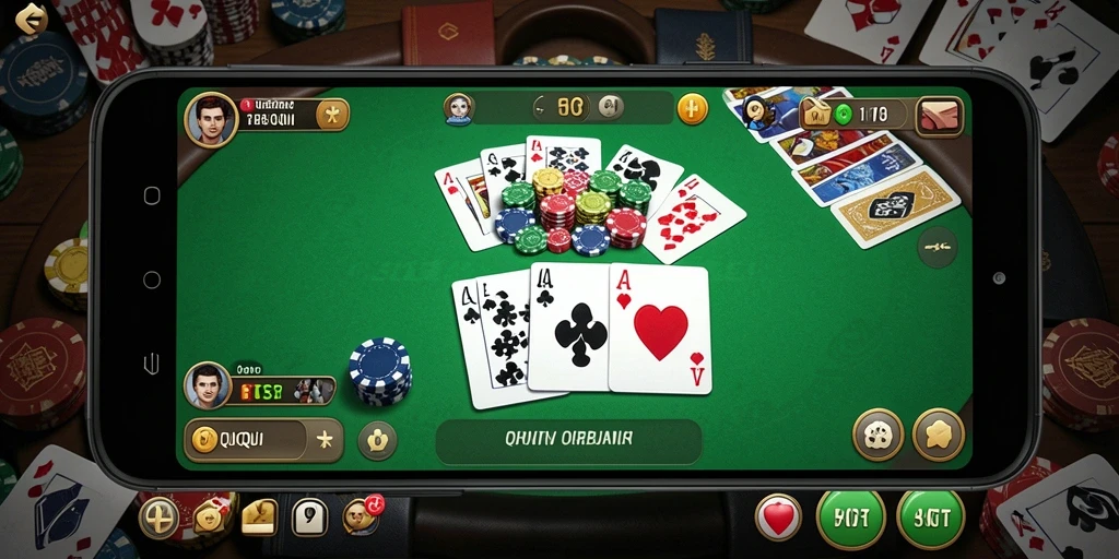 Screenshot utama H03 menunjukkan aksi permainan QiuQiu yang seru.