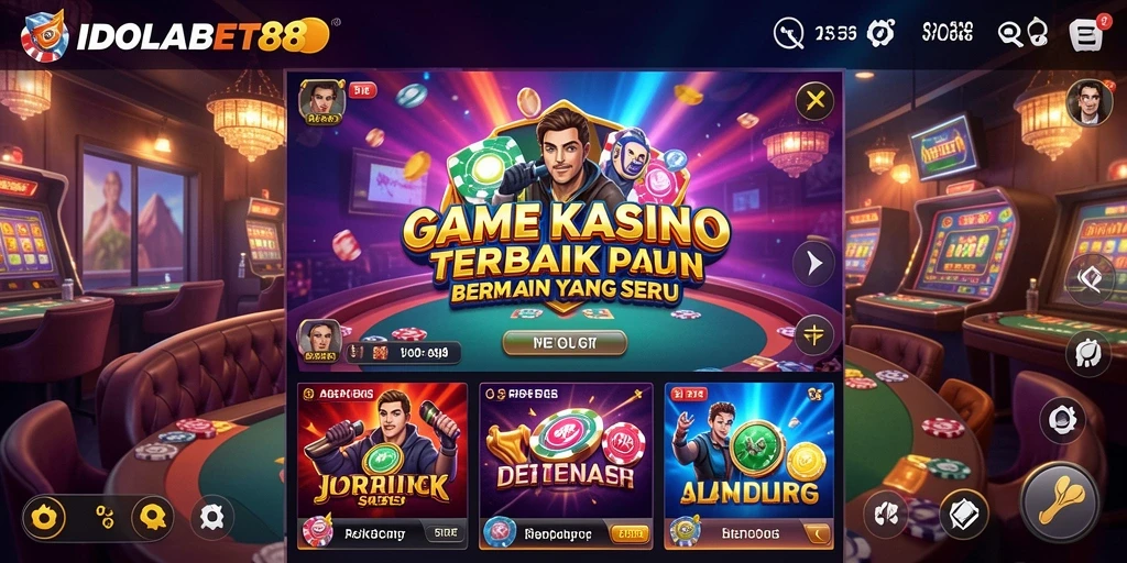 Tampilan antarmuka permainan Kasino IDOLABET88 yang menarik dan mudah digunakan.