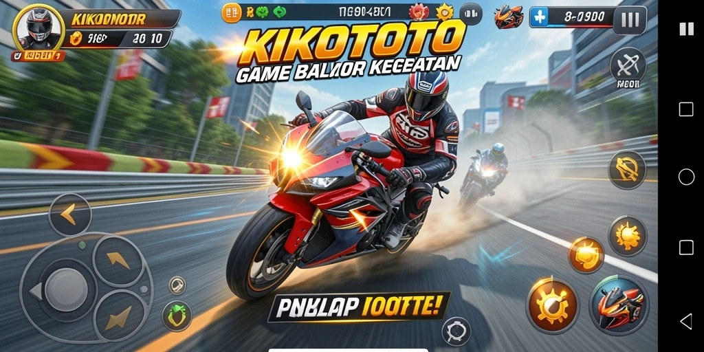 Tampilan gameplay KIKOTOTO yang mendebarkan saat balapan motor.