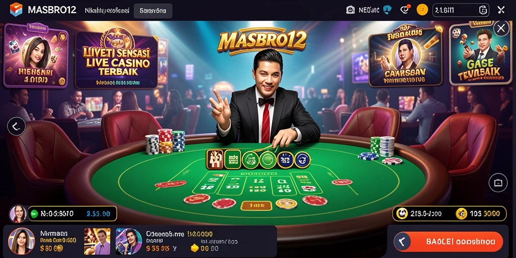 Tampilan gameplay Live Casino di MASBRO12 yang mendebarkan dan interaktif.