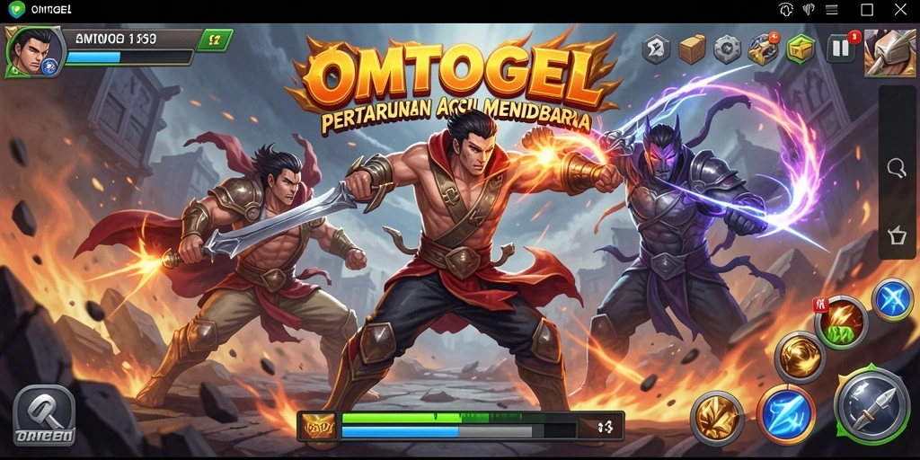 Tampilan gameplay seru OMTOGEL dengan pertarungan aksi yang menegangkan.