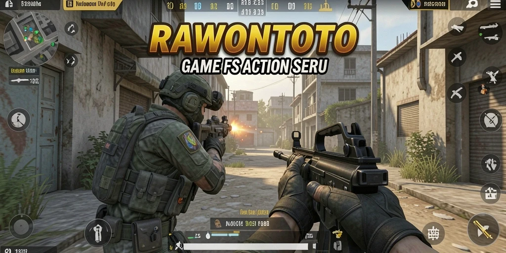Gameplay RAWONTOTO yang intens dan mendebarkan saat pertempuran FPS.