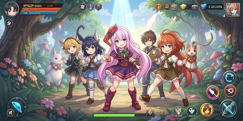 Tangkapan layar gameplay RP62RP yang menunjukkan aksi pertarungan Anime.