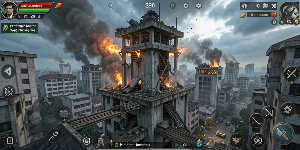 Screenshot menunjukkan aksi seru dalam gameplay Tower Defense S80.