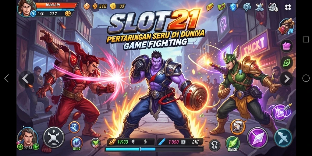 Screenshot utama SLOT21 menampilkan aksi pertarungan yang mendebarkan.